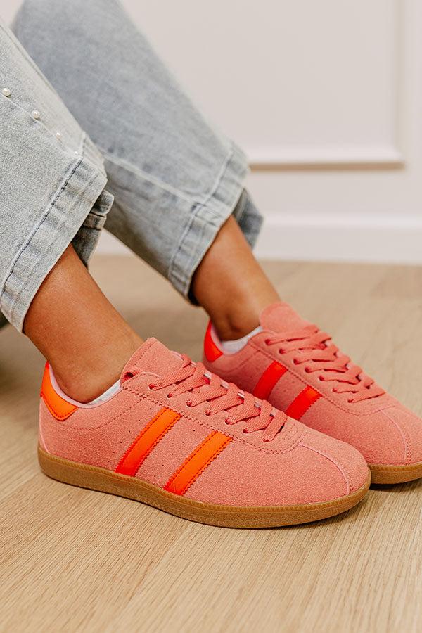 The Sutton Faux Suede Sneaker in Pink Product Image