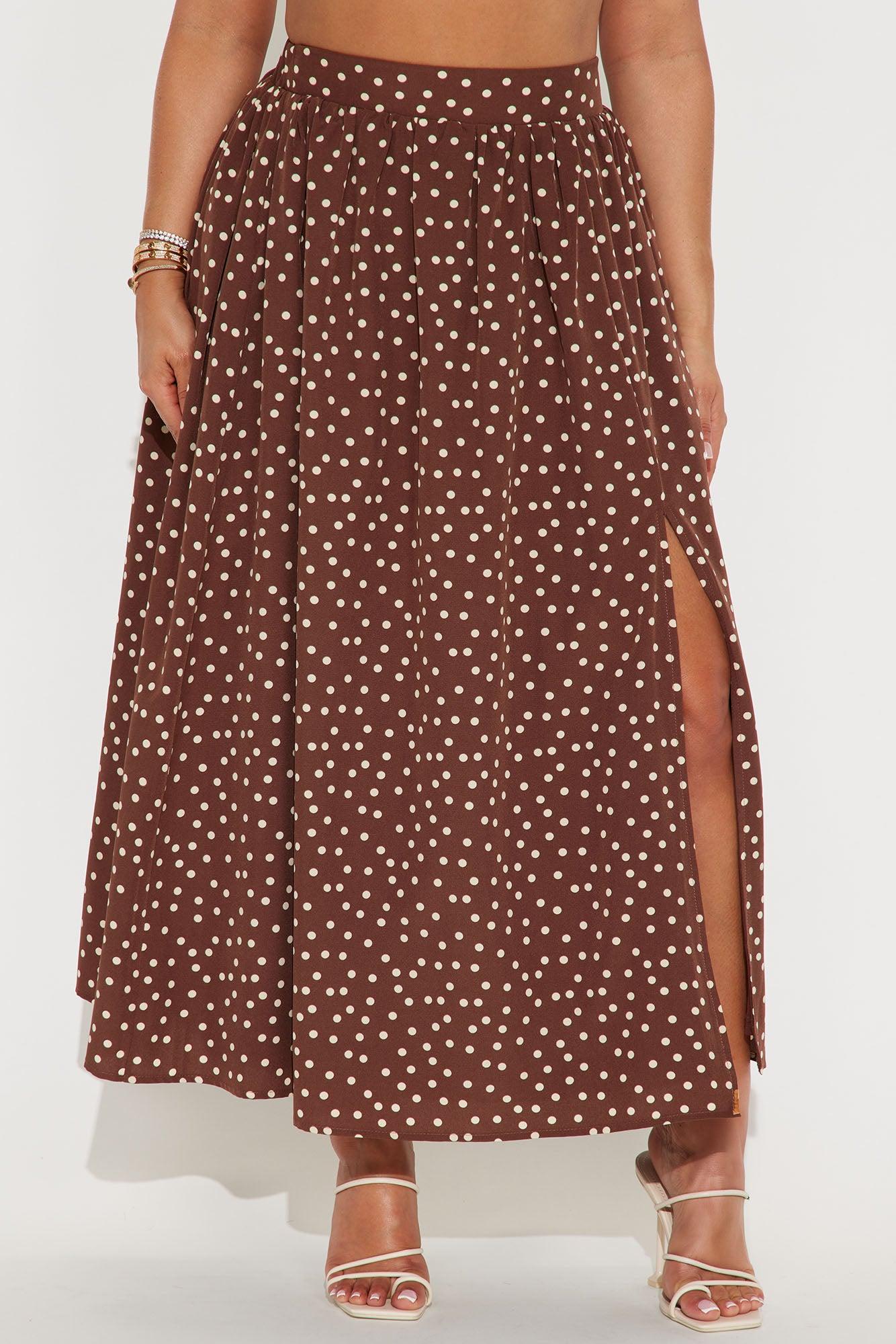 Sammie Polka Dot Midi Skirt - Chocolate Product Image