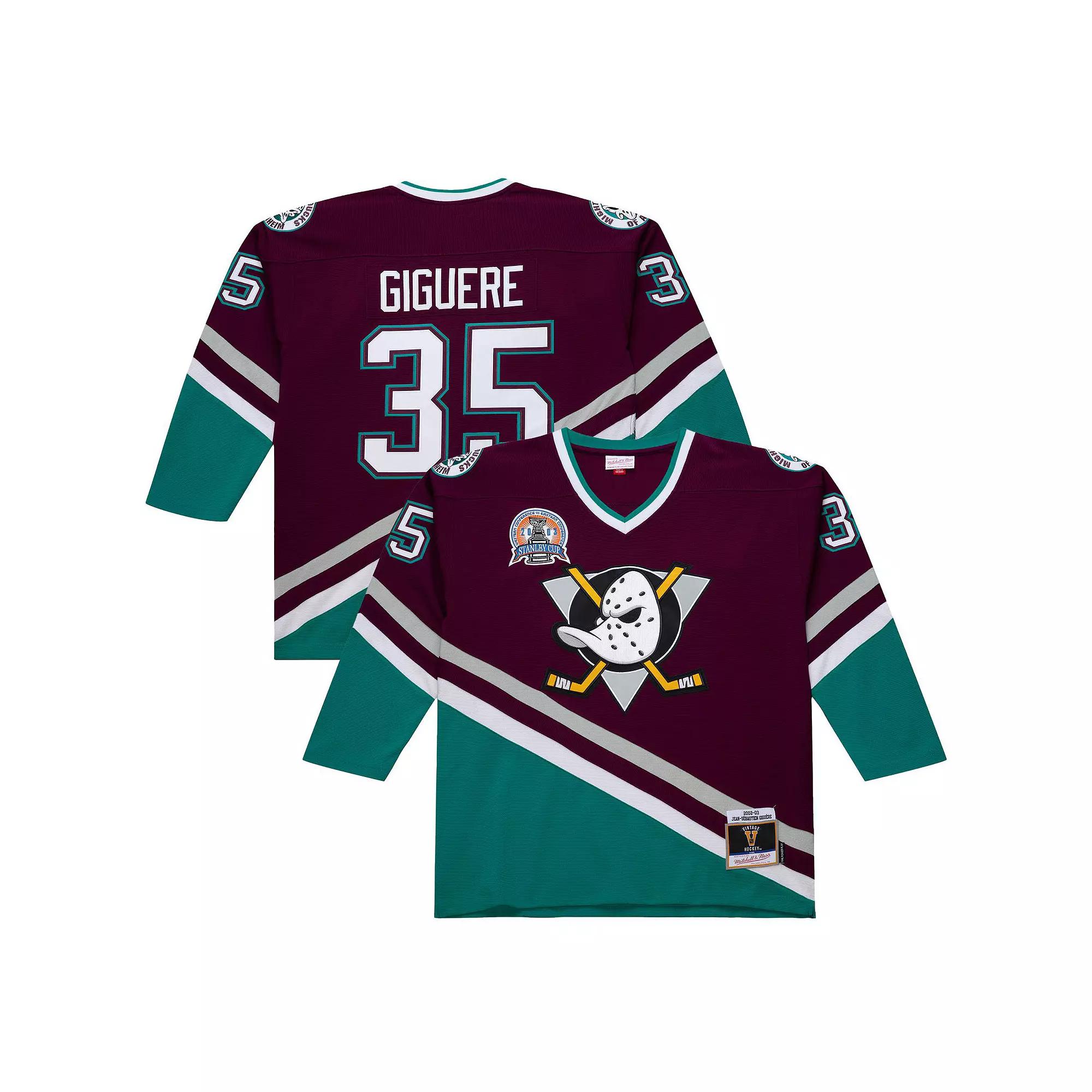 Men's Jean-Sebastien Giguere Purple Anaheim Ducks 2002-03 Power Play Jersey, Size: 2XL, Dks Purple Product Image