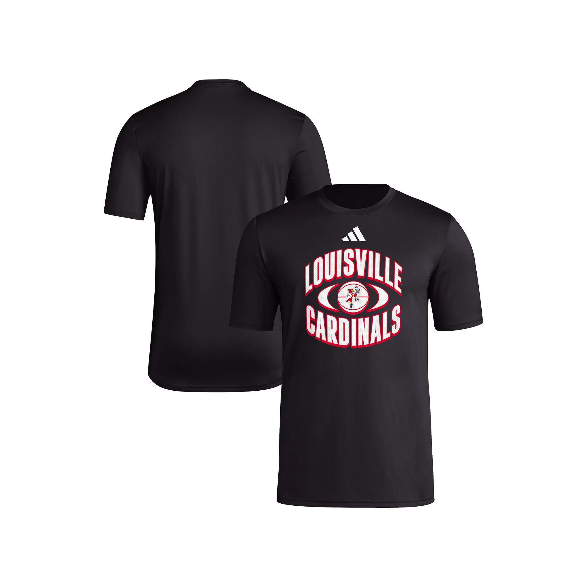 Men's adidas Black Louisville Cardinals Basketball On Court Orbit Pregame T-Shirt, Size: Large Product Image