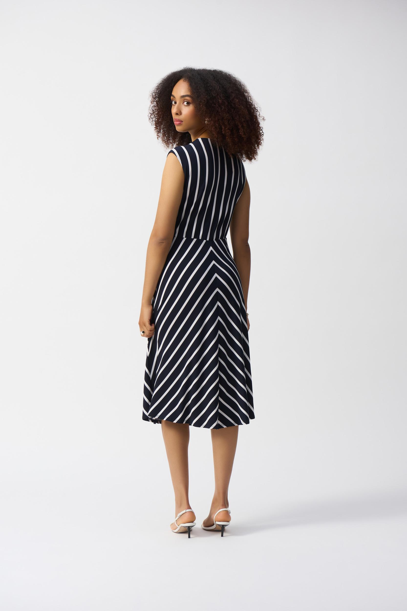 Silky Knit Stripe Fit and Flare Dress Product Image
