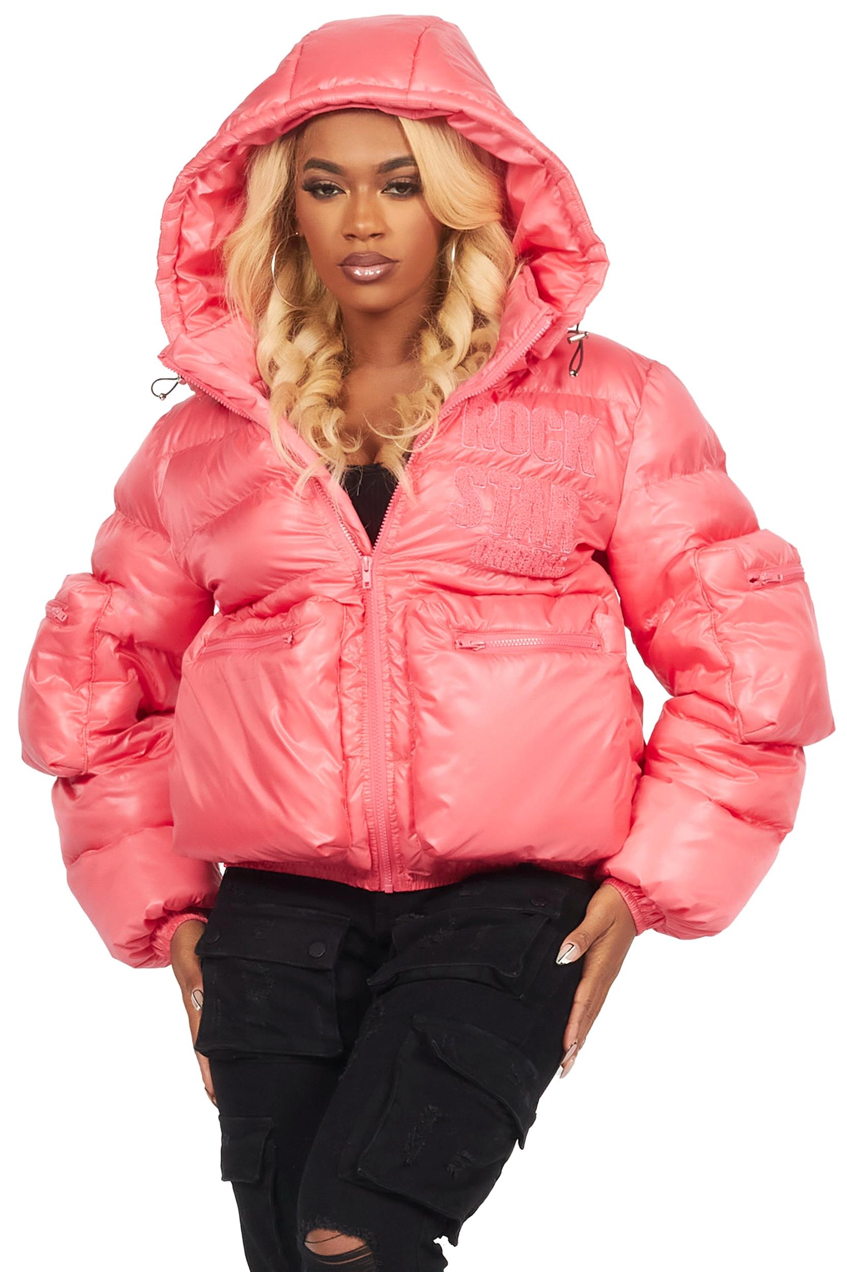 Keisha Pink Cargo Puffer Jacket Female Product Image