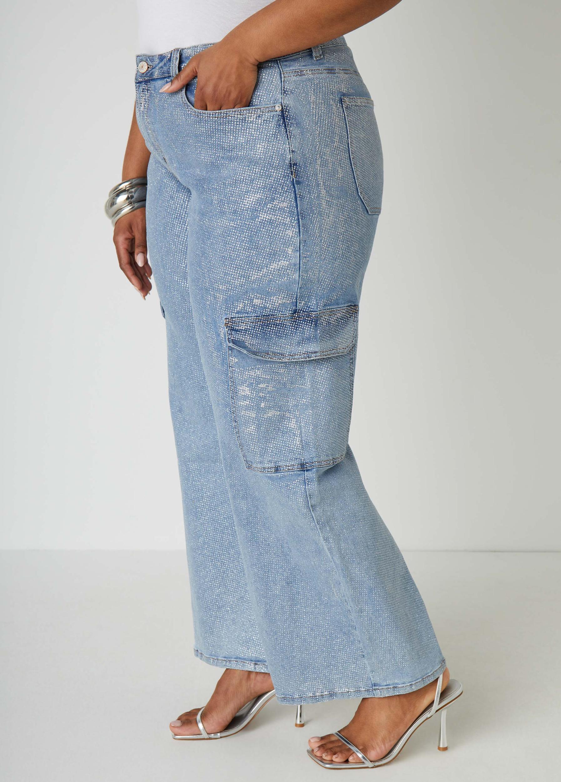 Glittered Cargo Jeans Product Image