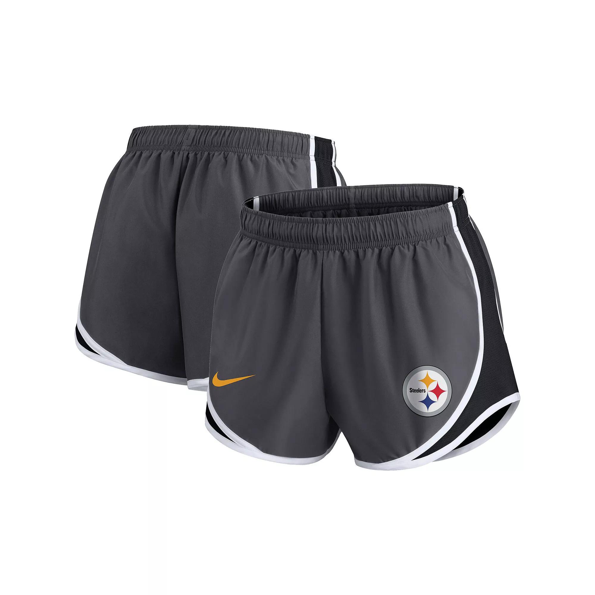 Womens Nike Charcoal Pittsburgh Steelers Plus Size Logo Performance Tempo Shorts Product Image