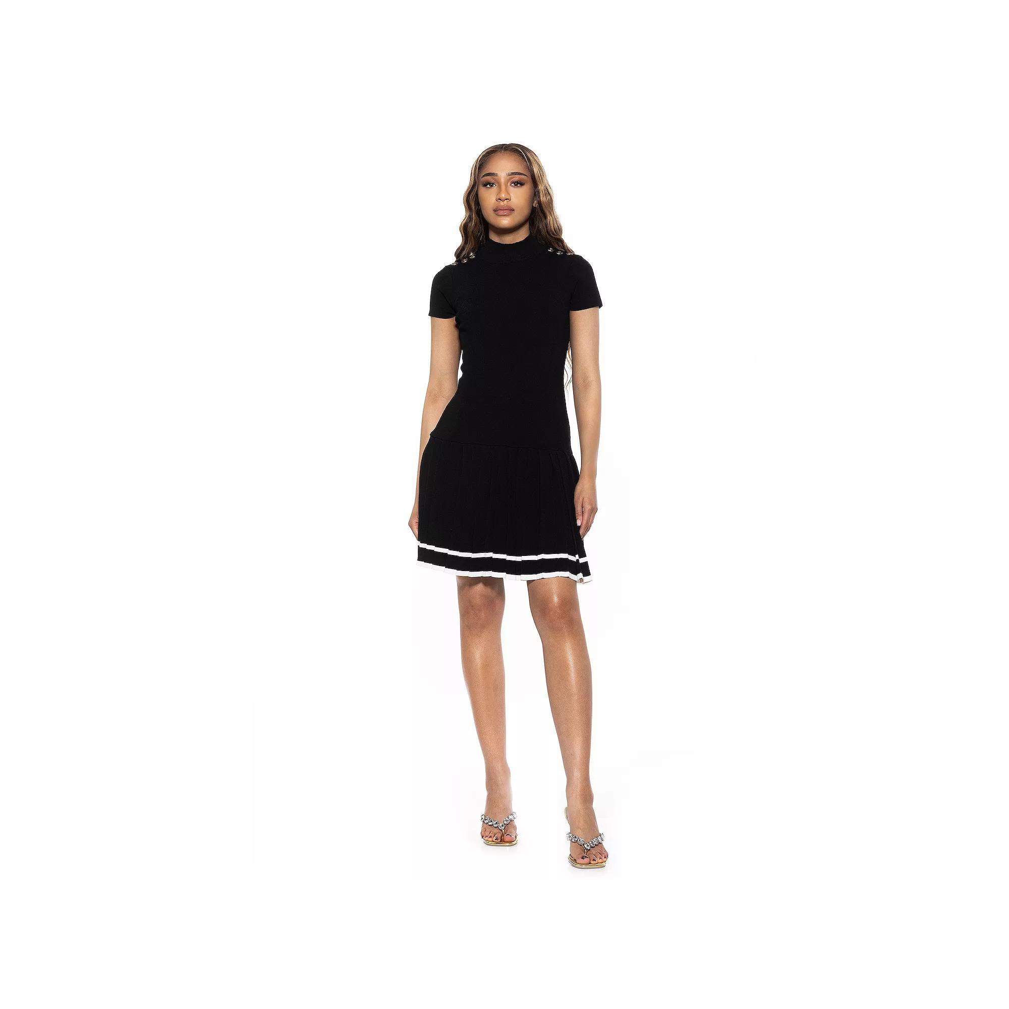 Women's ALEXIA ADMOR Devika Mockneck Pleated Knit Dress,  Product Image