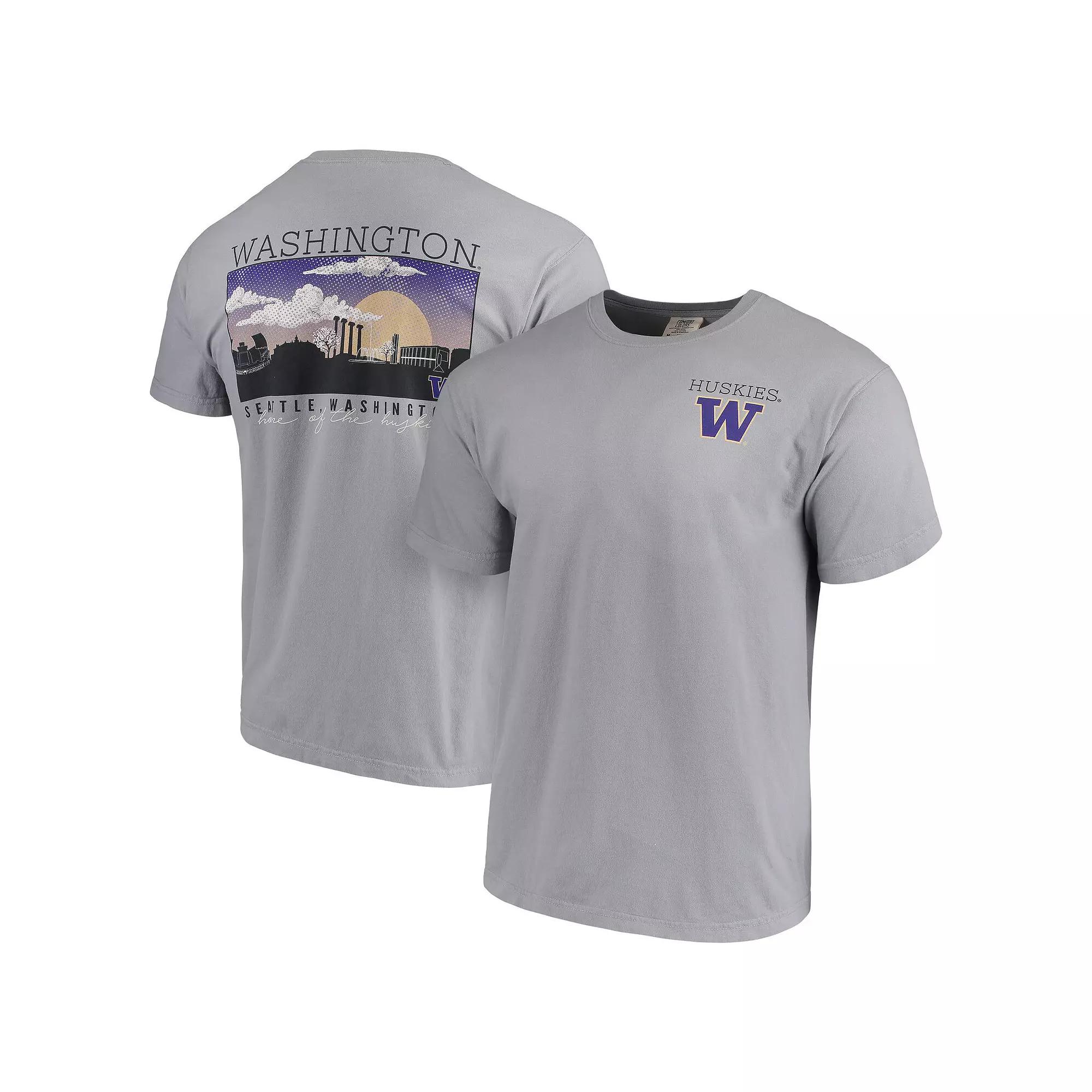 Men's Gray Washington Huskies Comfort Colors Campus Scenery T-Shirt, Size: Medium, Grey Product Image