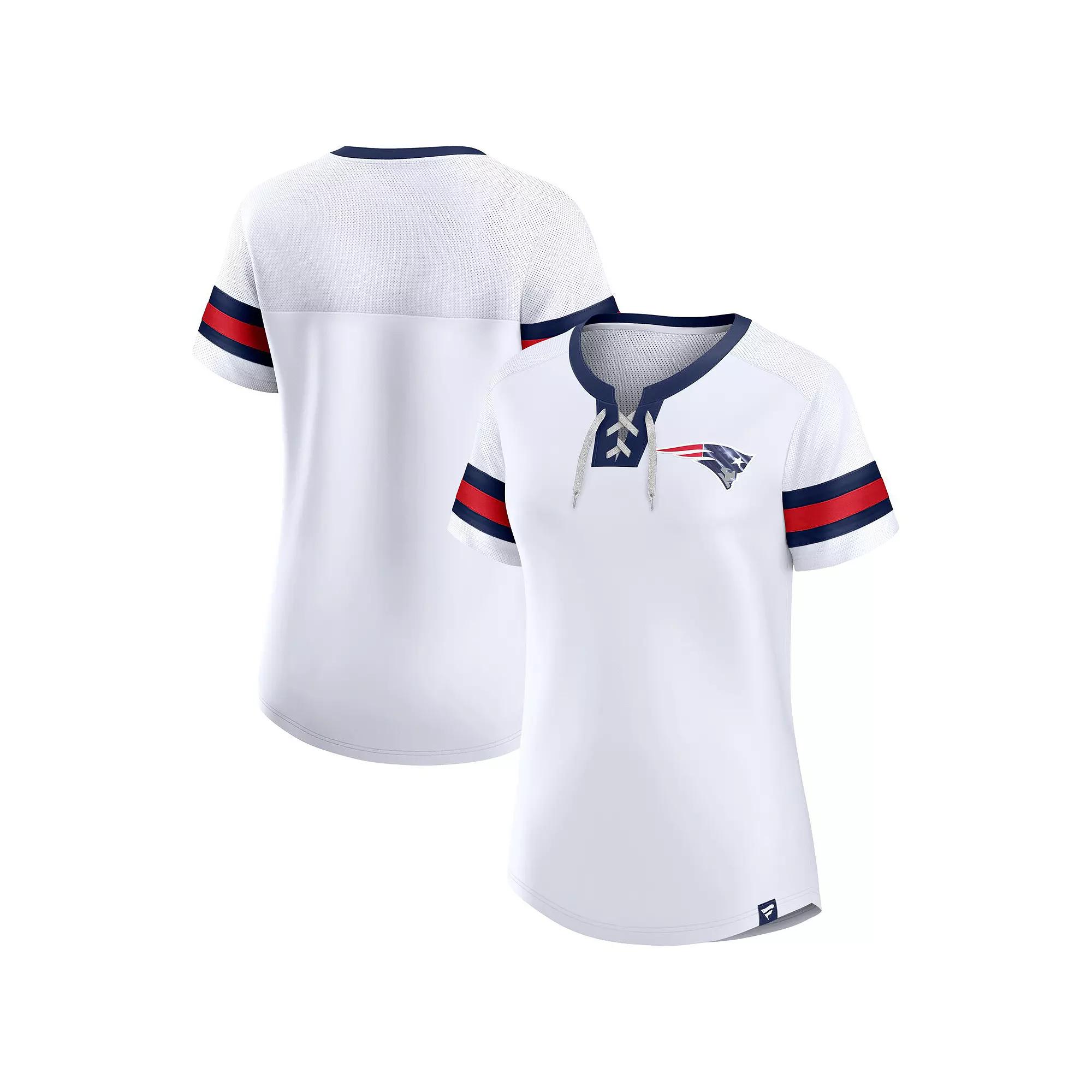 Women's Fanatics Branded White New England Patriots Sunday Best Lace-Up T-Shirt,  Product Image