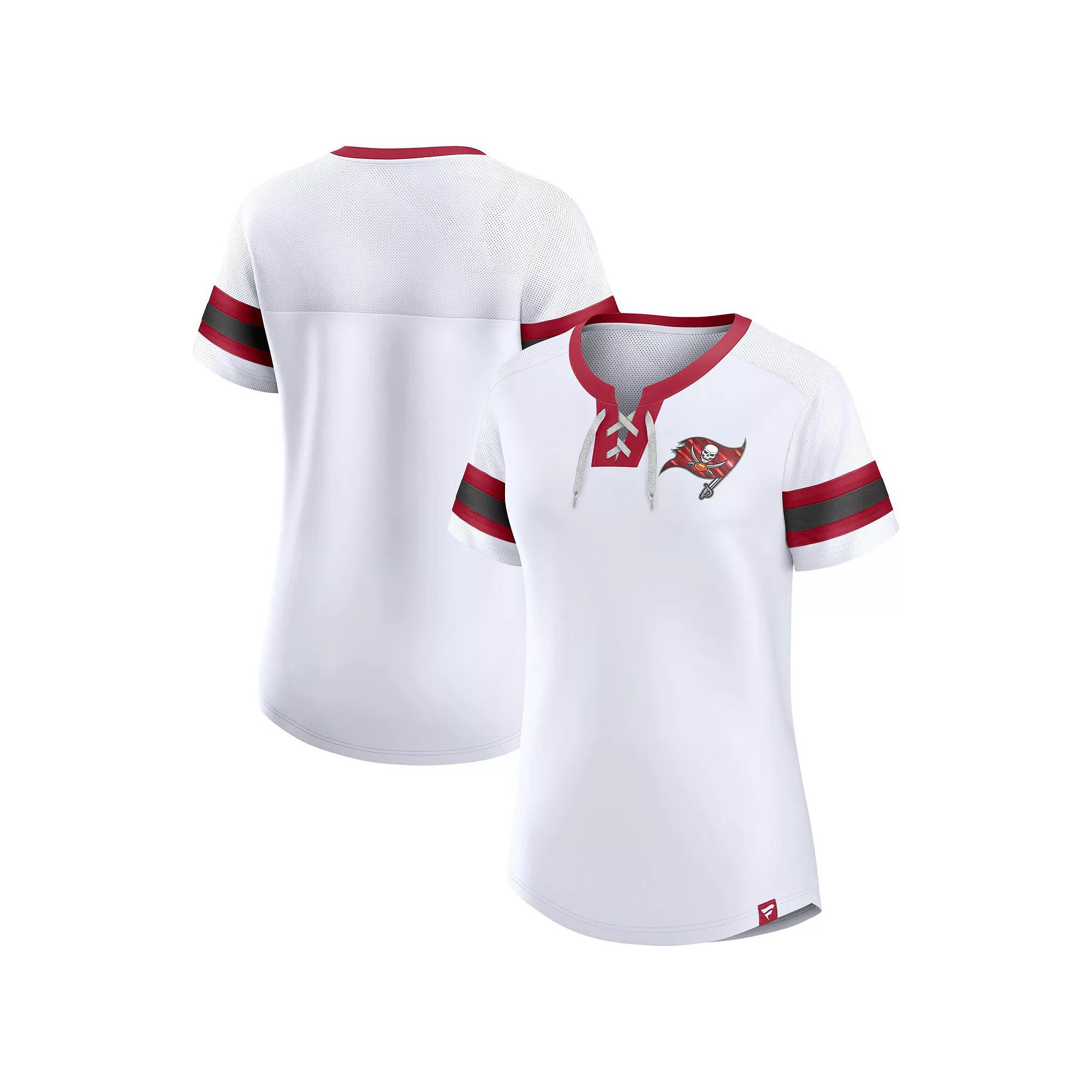 Women's Fanatics Branded White New England Patriots Sunday Best Lace-Up T-Shirt,  Product Image