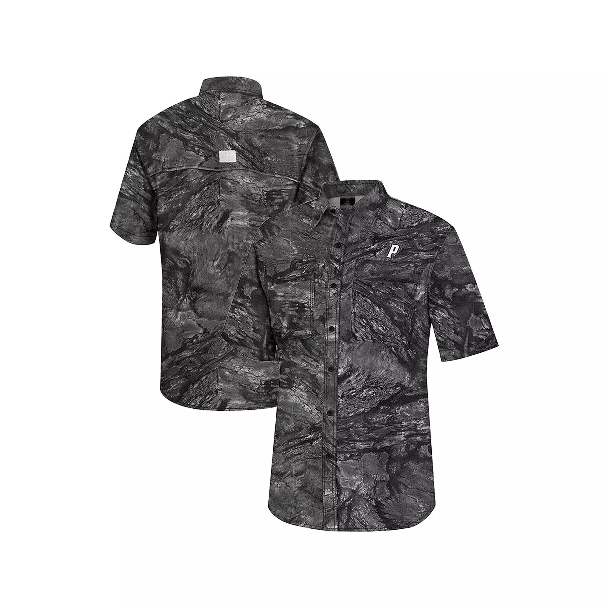 Men's Colosseum Charcoal Oklahoma State Cowboys Realtree Aspect Charter Full-Button Fishing Shirt,  Product Image