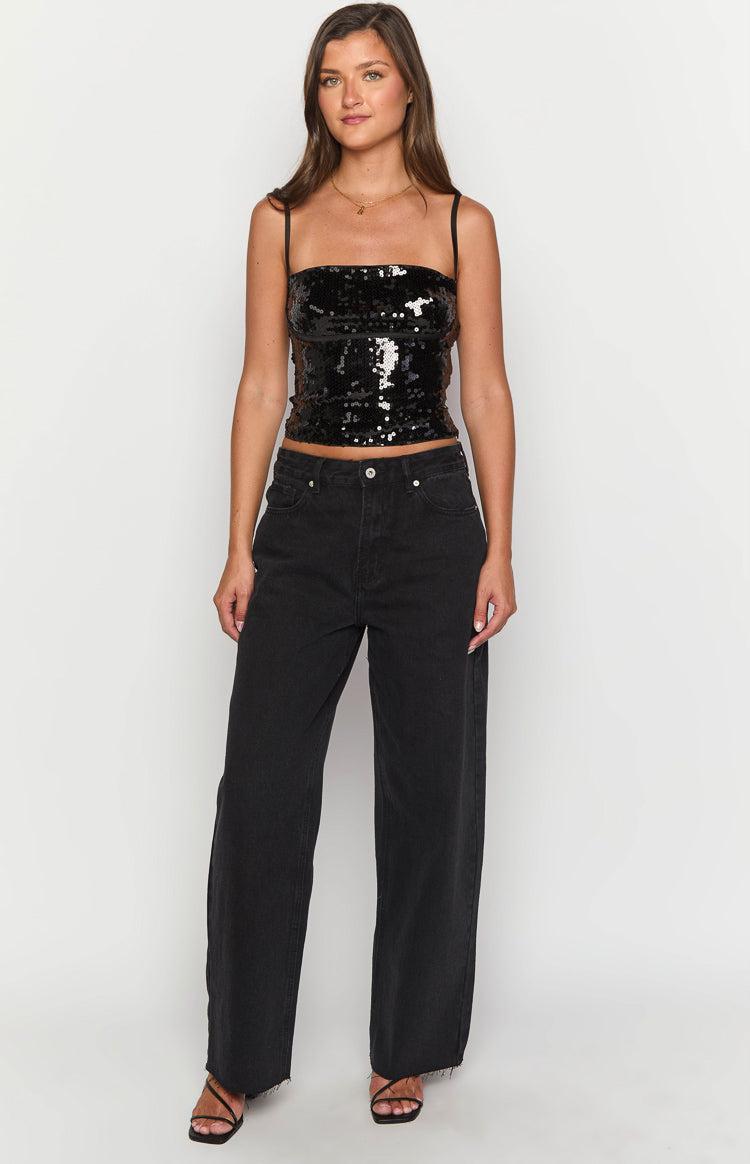 She's Yours Black Wide Leg Boyfriend Jeans Girls Product Image