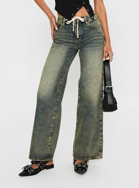 Mellowed Out Low Rise Straight Leg Jeans Antique Wash Product Image