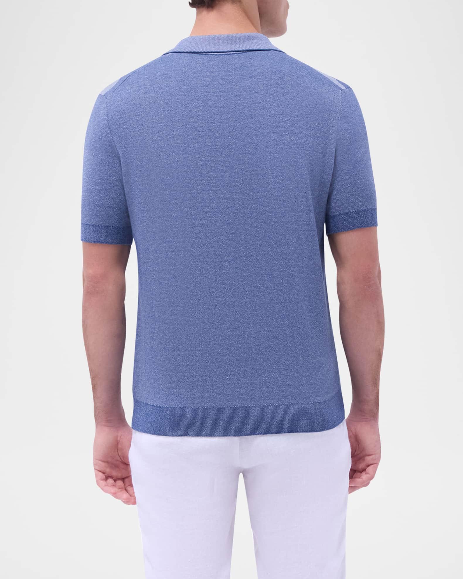 Men's Short-Sleeve Polo Sweater with Johnny Collar Product Image
