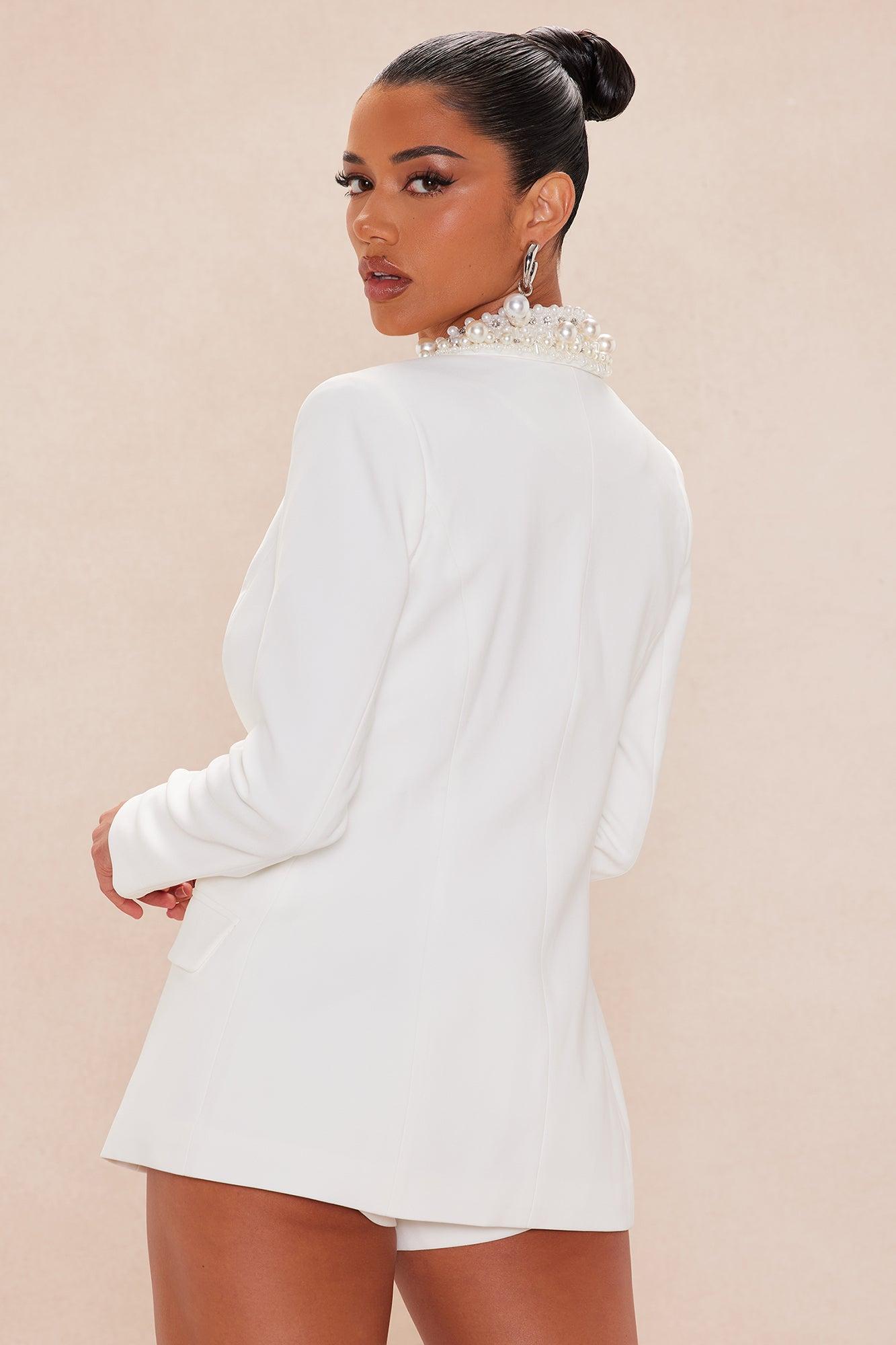 Sofia Embellished Short Set - Off White Female Product Image