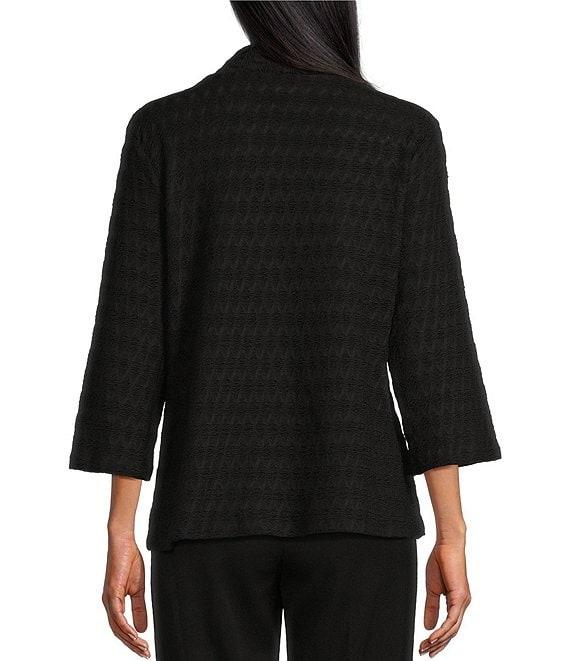 Allison Daley 3/4 Sleeve Open-Front Wave Knit Cardigan Product Image