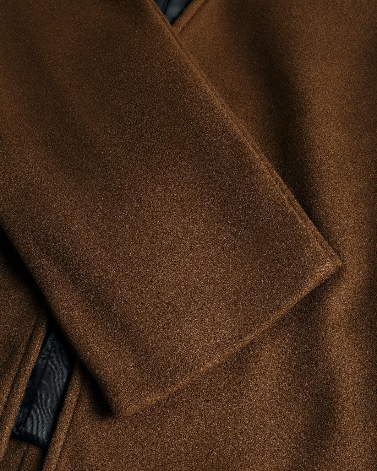 Coffee V Neck Casual Coat Product Image