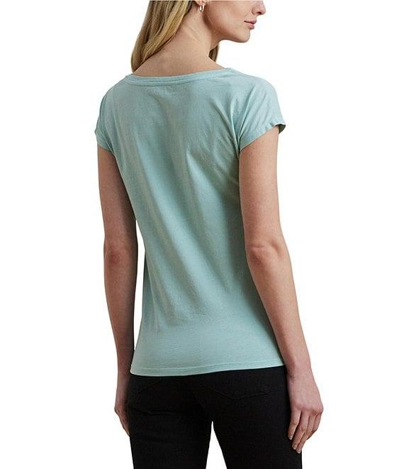 Lauren Ralph Lauren Knit Jersey Boat Neck Short Sleeve Tee Product Image