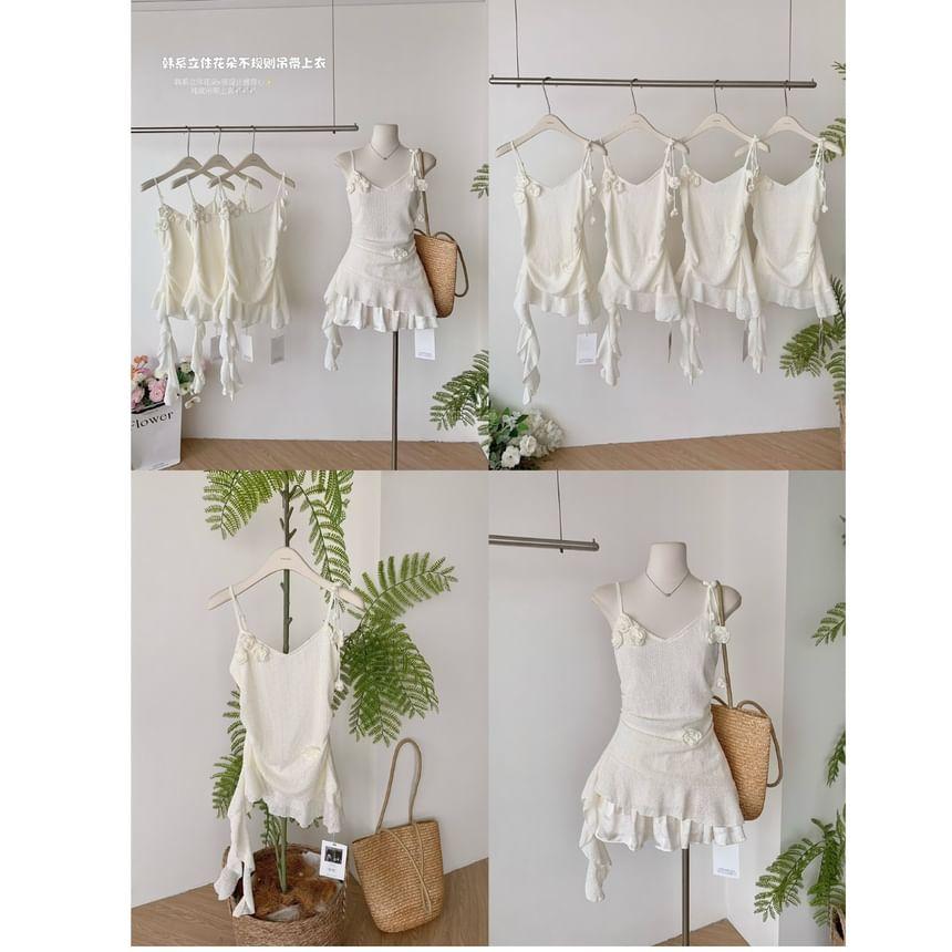 V-Neck Plain Ruffle Asymmetrical Cami Top Product Image