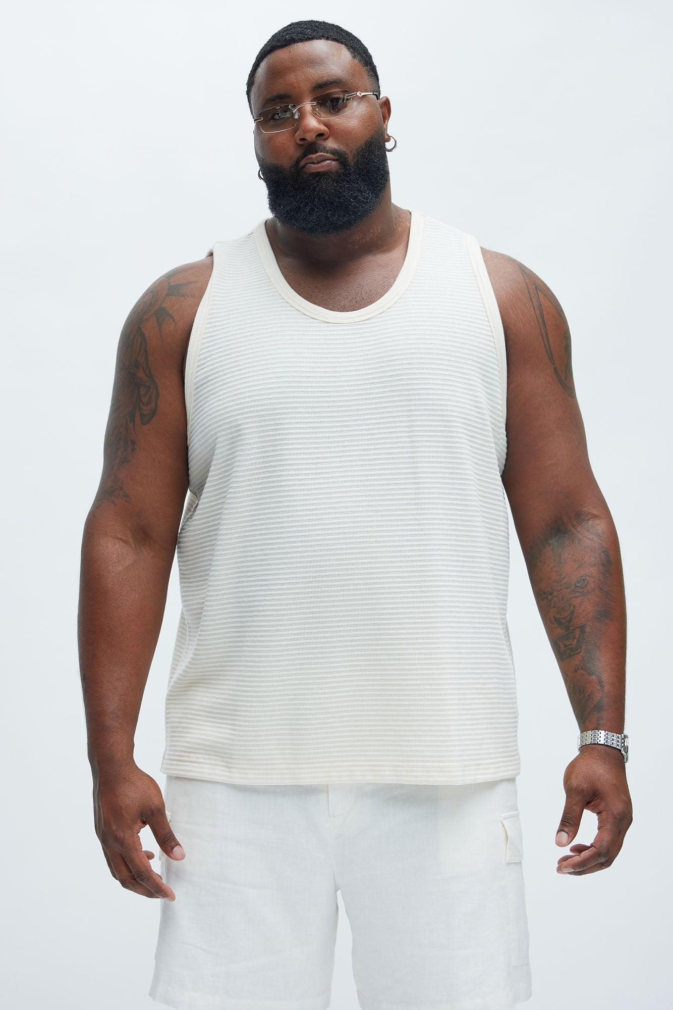 Athens Rib Textured Relaxed Tank - Cream Product Image