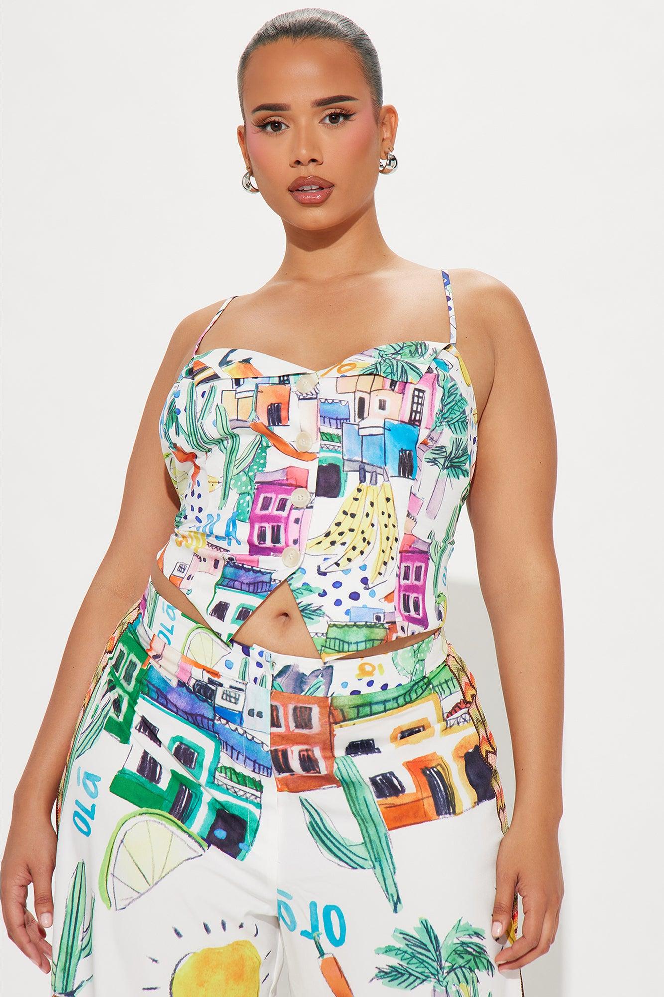 Lemon Breeze Satin Pant Set - White/combo Product Image