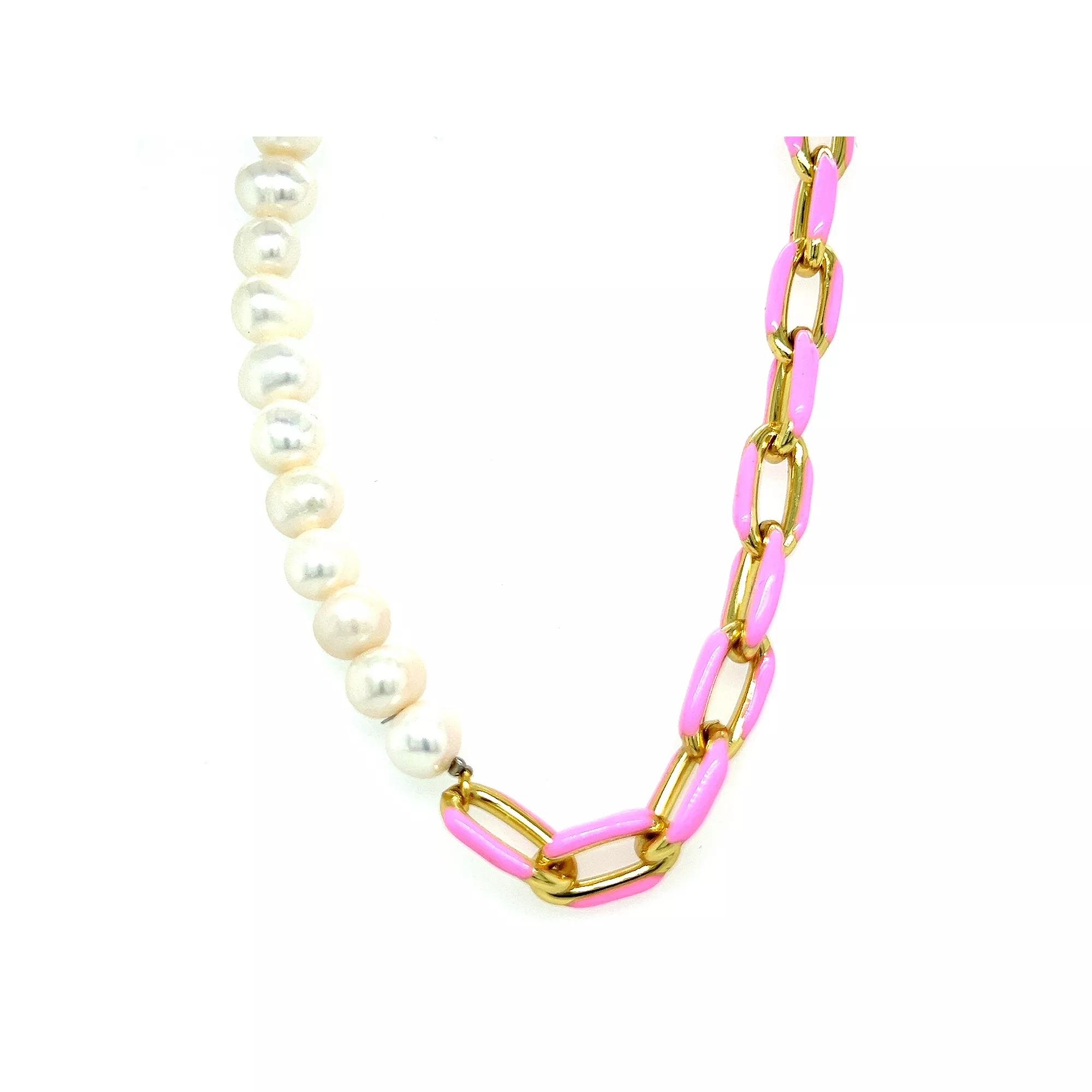 Juvell 18k Gold Plated Pink Accent Simulated Pearl Necklace, Women's, Two Tone Product Image