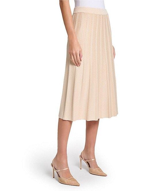 MISOOK Braided Texture Knit Pull-On Flare Midi Skirt Product Image