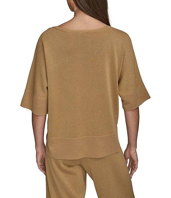 Donna Karan Coordinating Shimmer Knit Short Sleeve Oversized Top Product Image