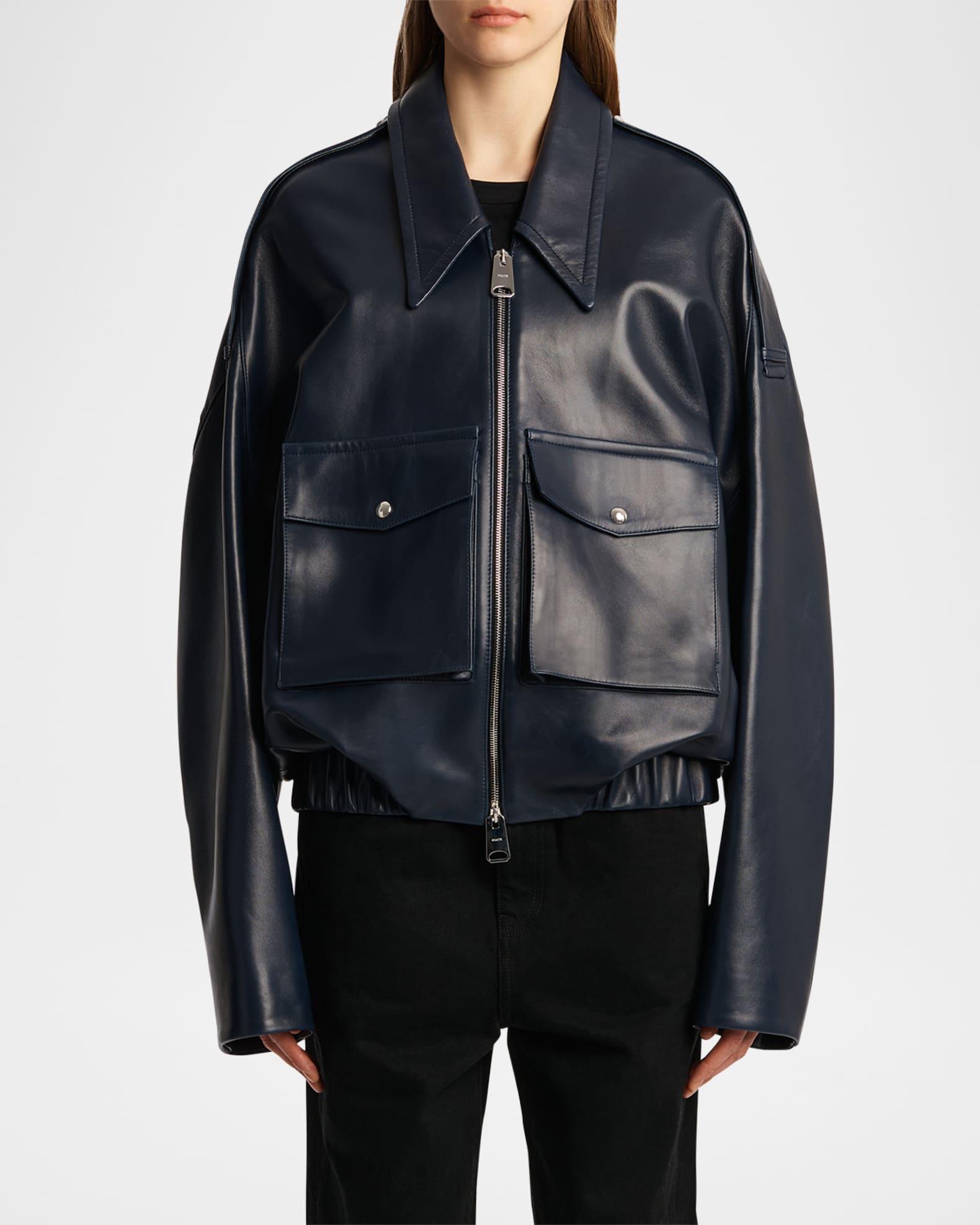 Owey Leather Bomber Jacket Product Image