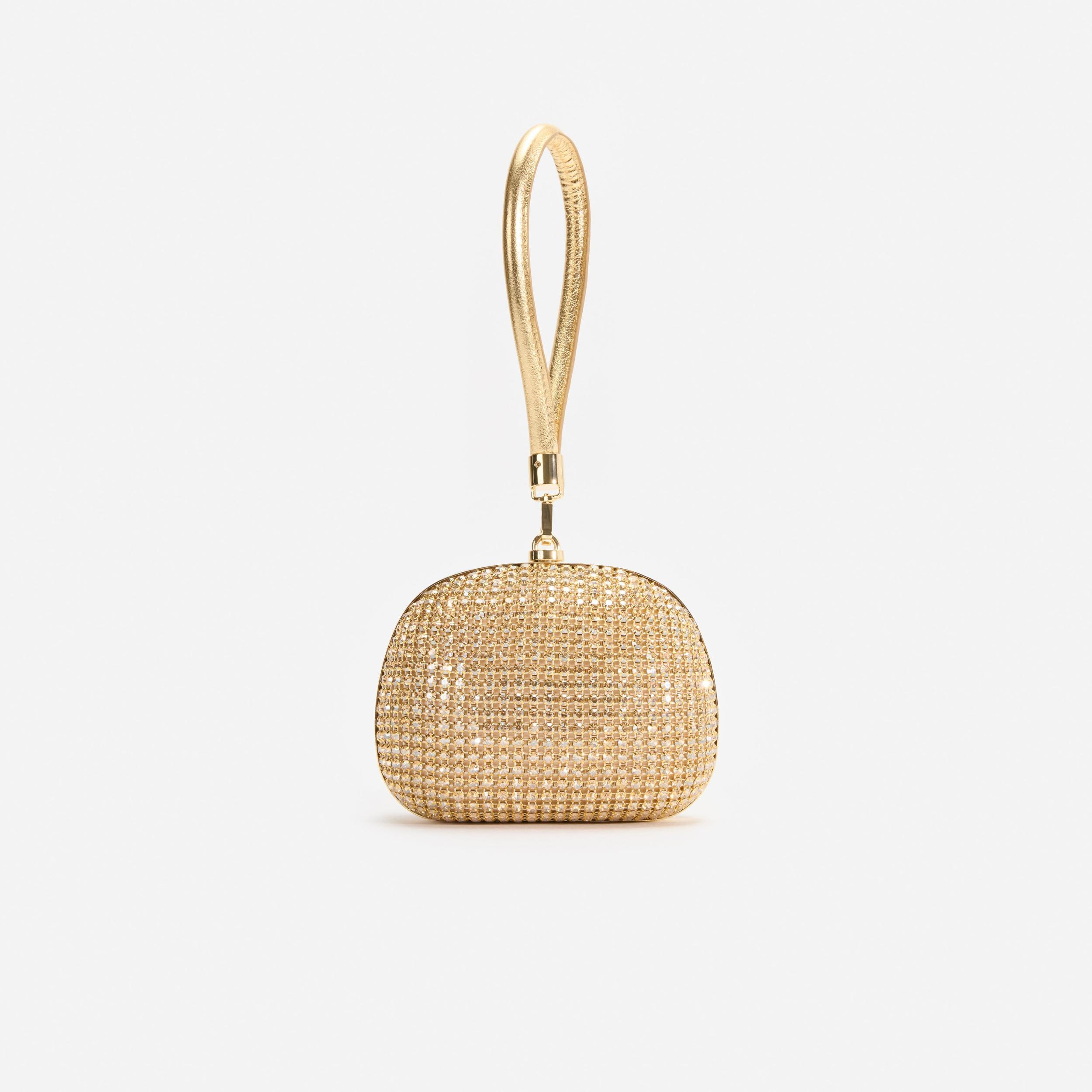 Gold Crystal Top Handle Clutch Bag Product Image