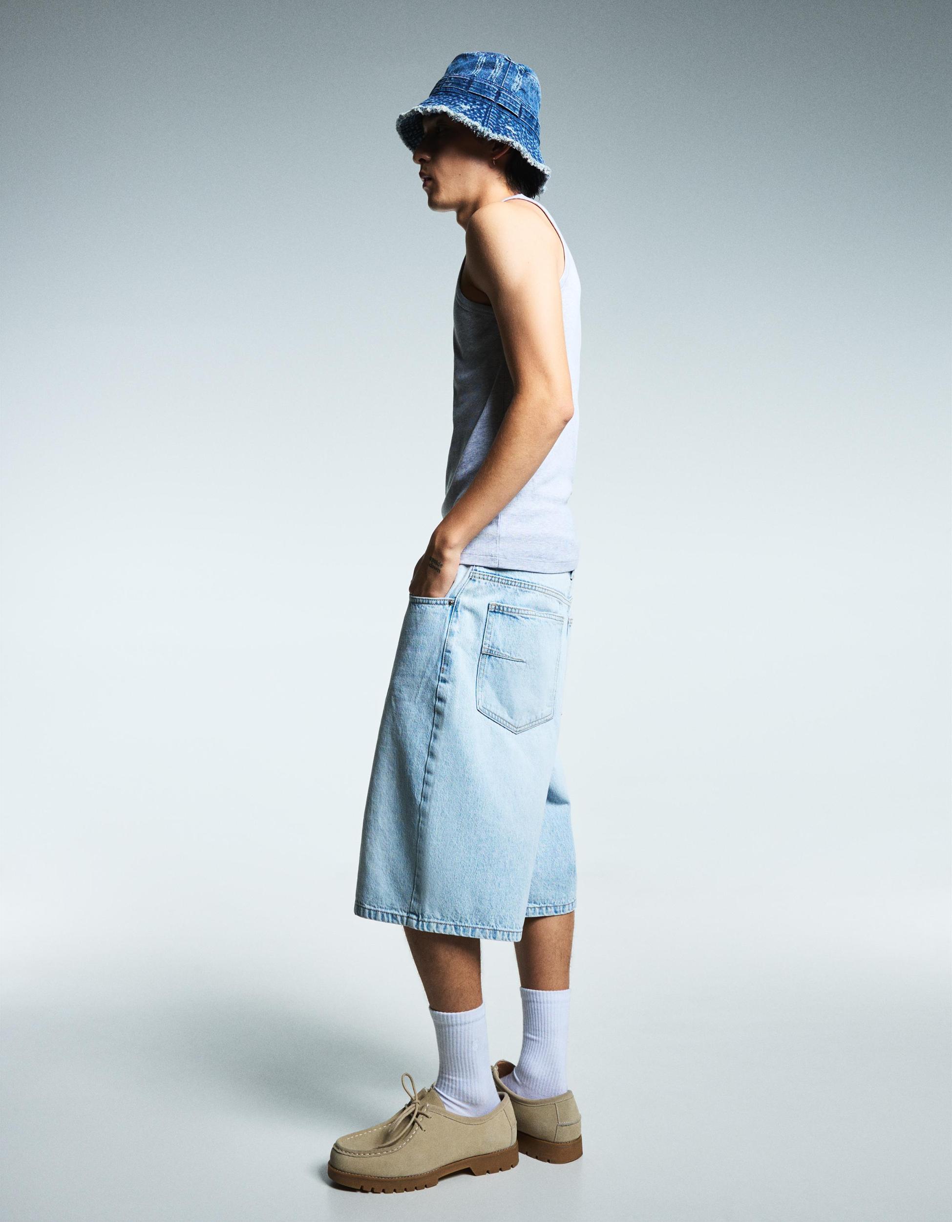 Baggy denim Bermuda shorts Product Image