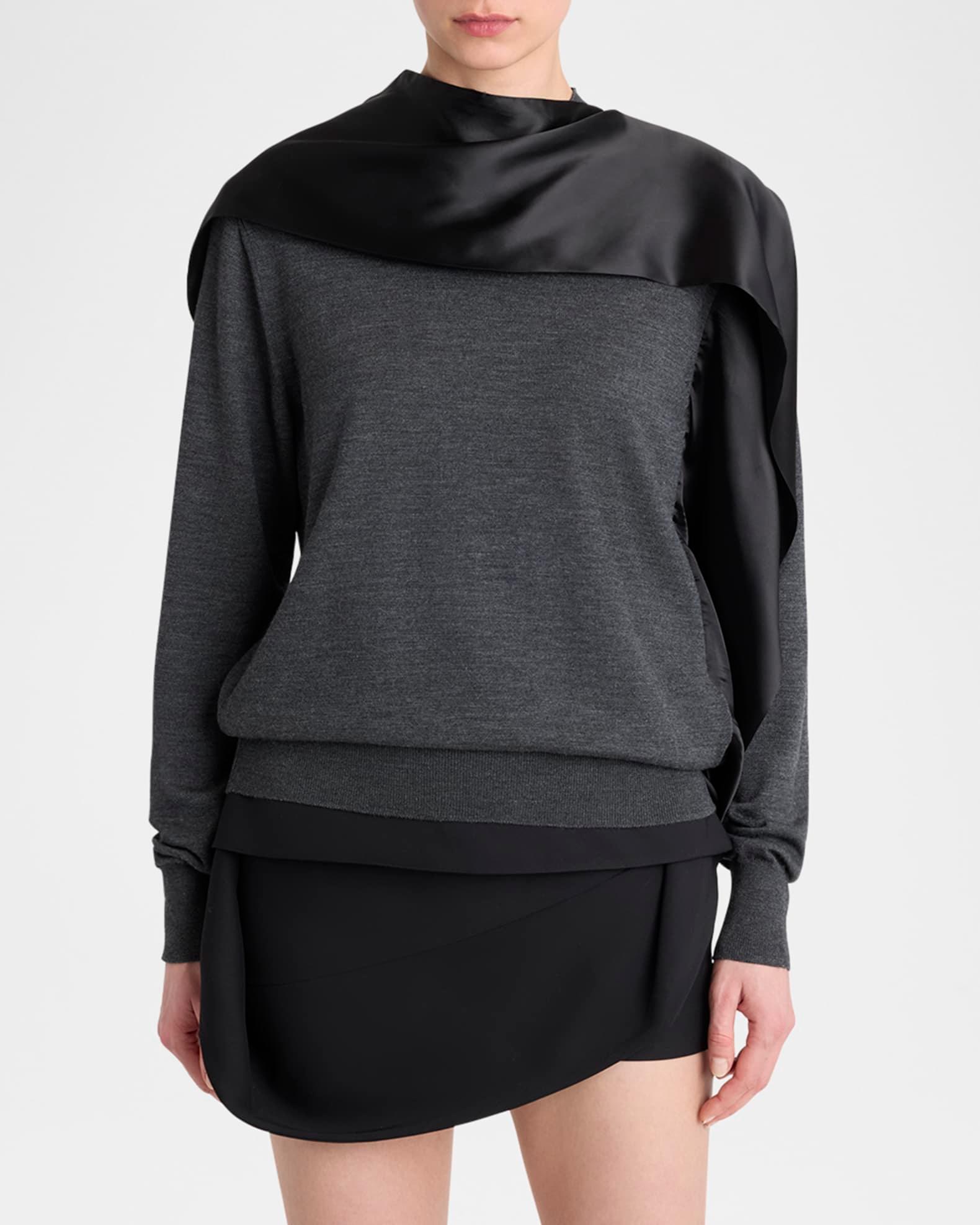 Satin Scarf Wool Sweater Product Image