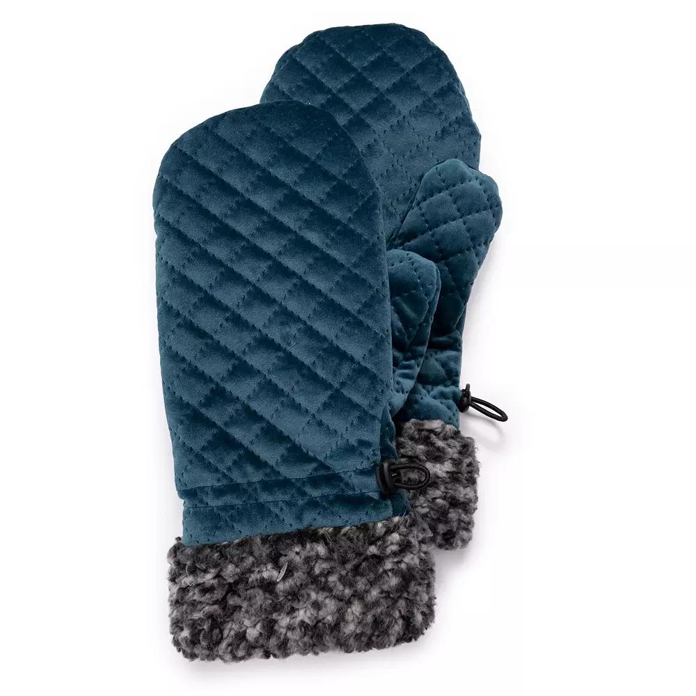 Women's MUK LUKS Quilted Frosted High Pile Fleece Mittens, Blue Product Image