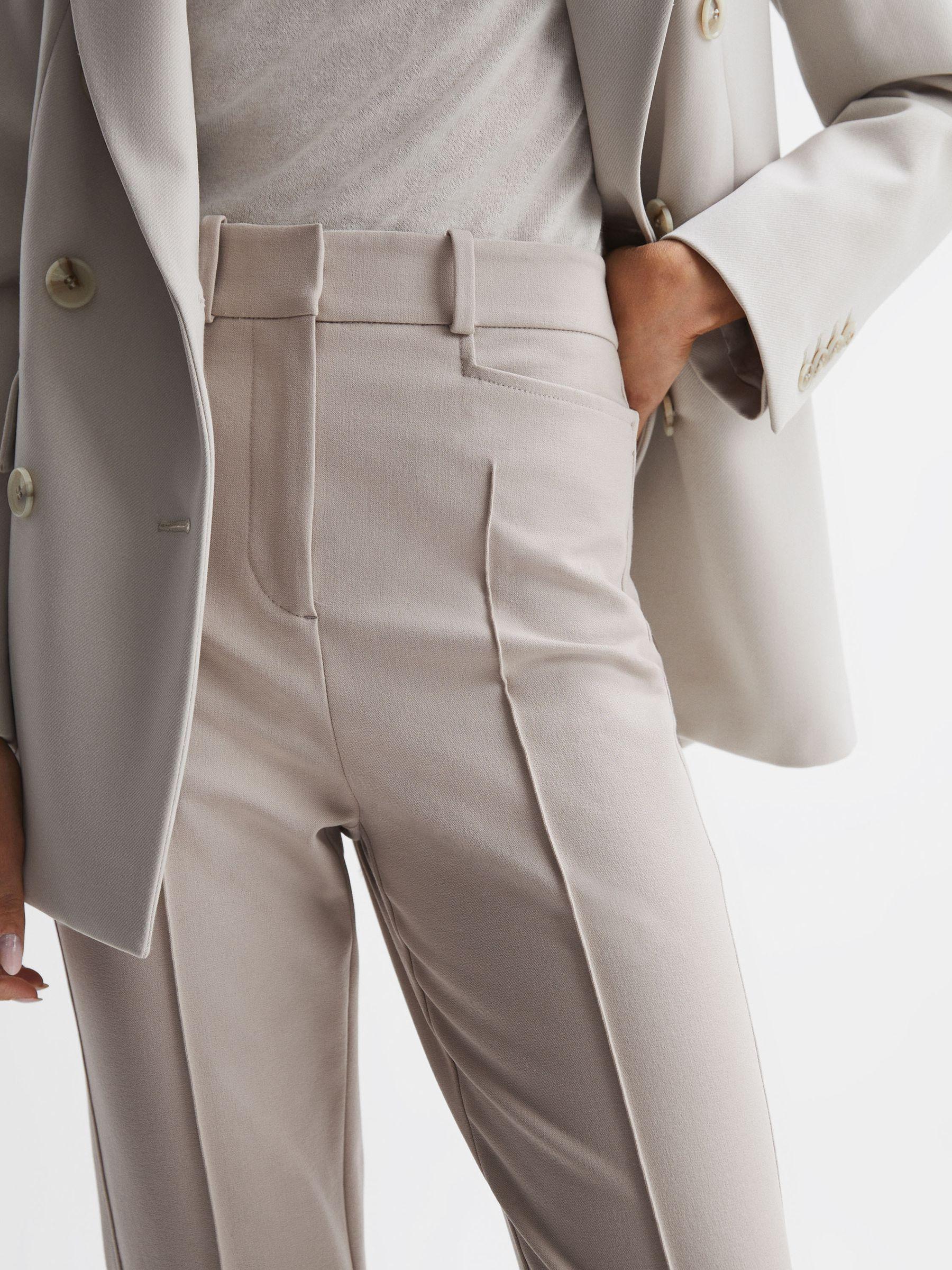 Flared High Rise Trousers in Neutral Product Image