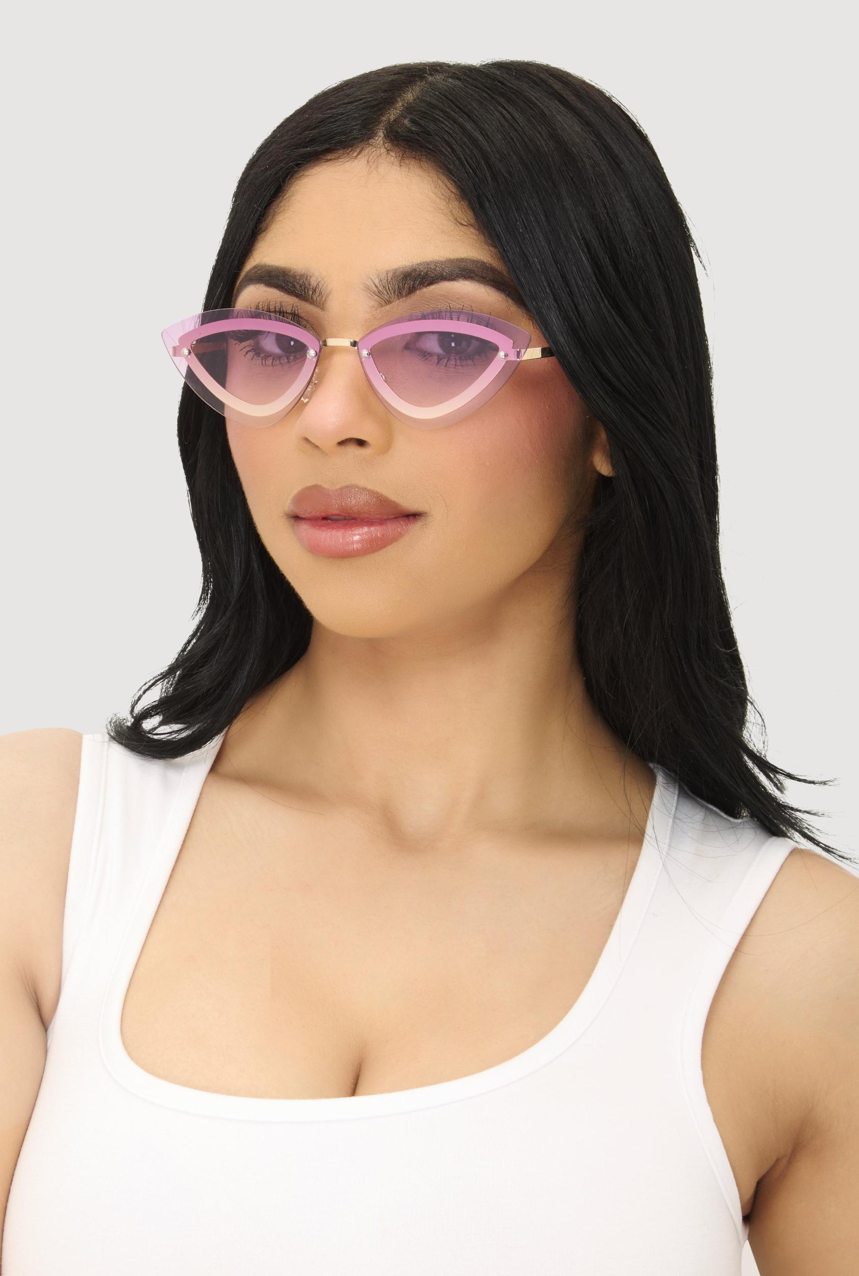 Rimless Cat Eye Sunglasses Unisex Product Image