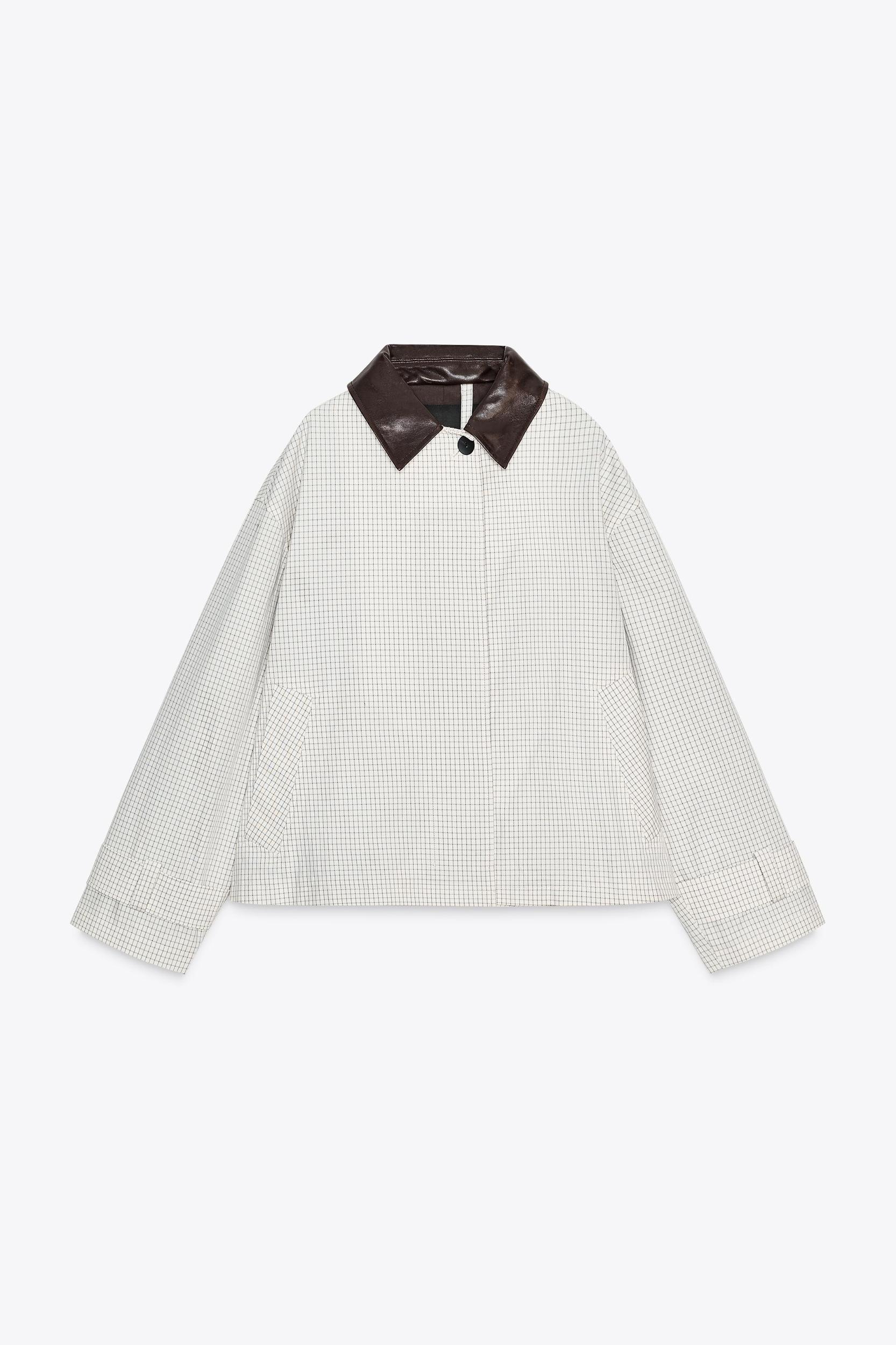 LEATHER COLLAR SHORT TRENCH COAT ZW COLLECTION Product Image