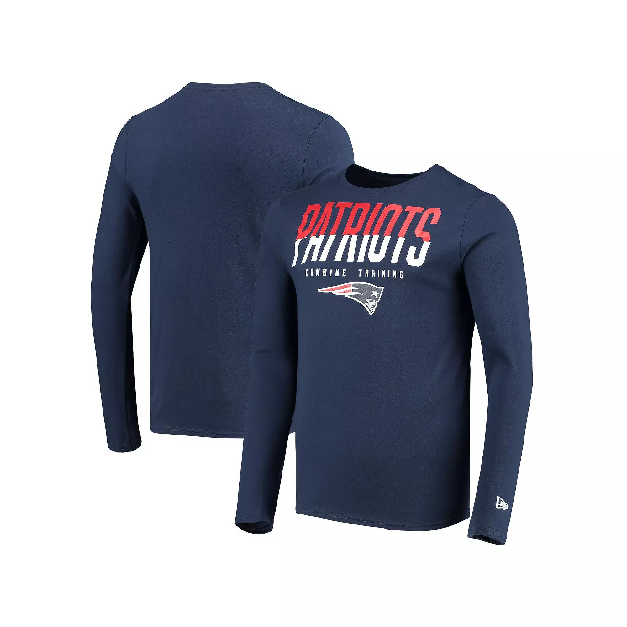Men's New Era Navy New England Patriots Combine Authentic Split Line Long Sleeve T-Shirt, Size: Medium, Blue Product Image