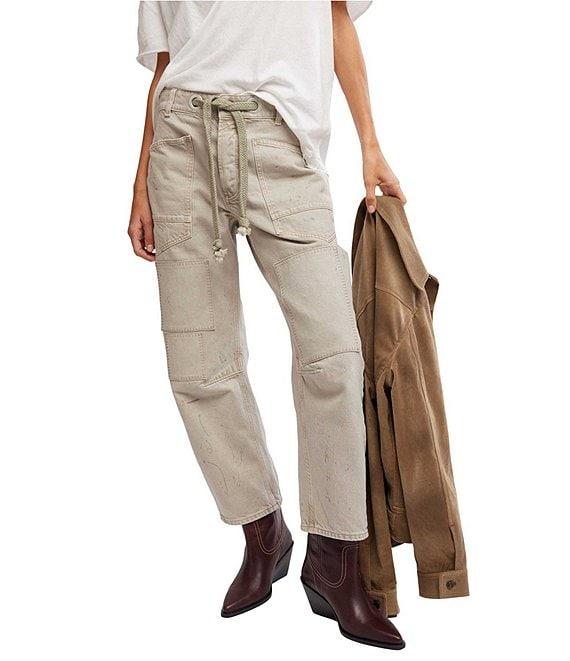 Free People Moxie Low Rise Pull-On Oversized Patch Pockets Barrel Jeans Product Image