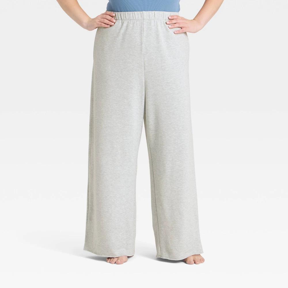 Women's PeachySoft French Terry Fleece Wide Leg Lounge Pants - Wild Fable™ Gray 2X Product Image