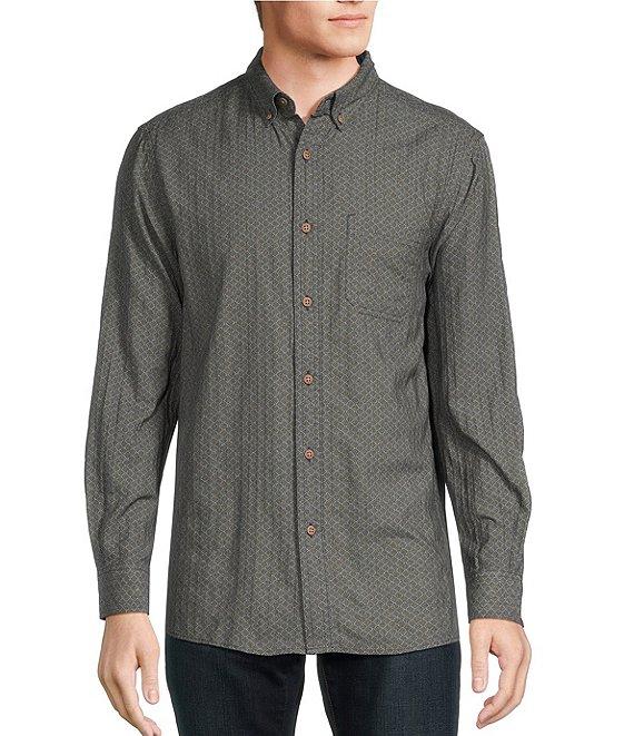 Rowm Big & Tall Long Sleeve Herringbone Geometric Print Woven Shirt Product Image