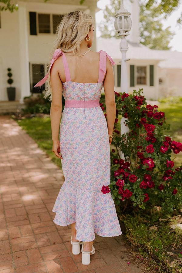 Wine Country Cutie Floral Midi Dress in Pink Product Image