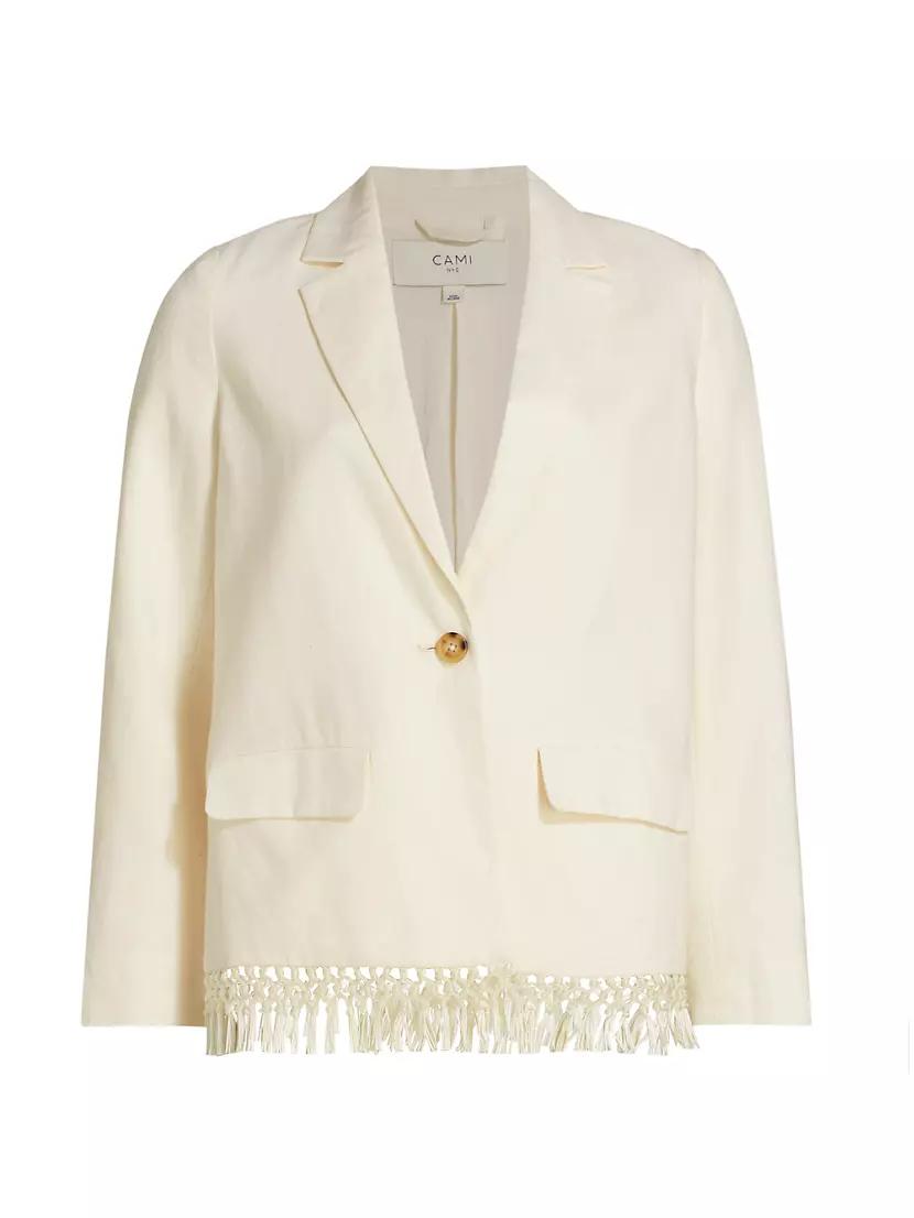 Womens Chitra Fringe-Trim Linen Jacket Product Image