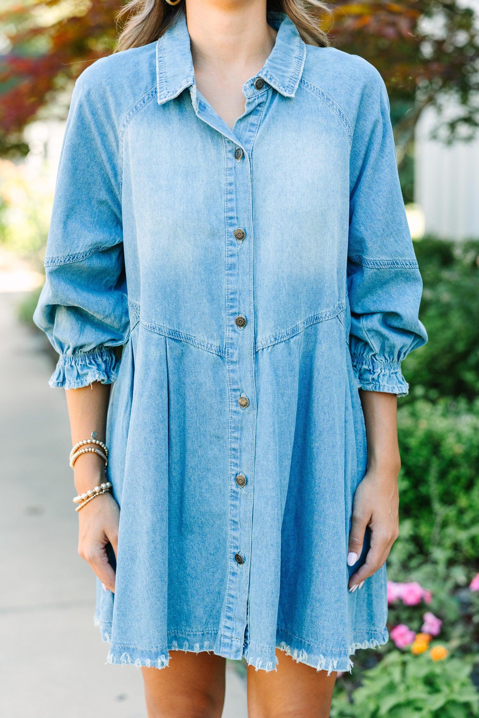 On Your Side Medium Wash Denim Dress Female Product Image