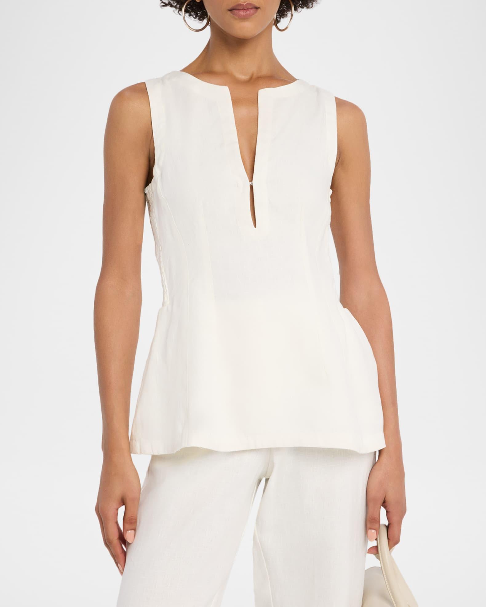 Melia V-Neck Linen Top  Product Image