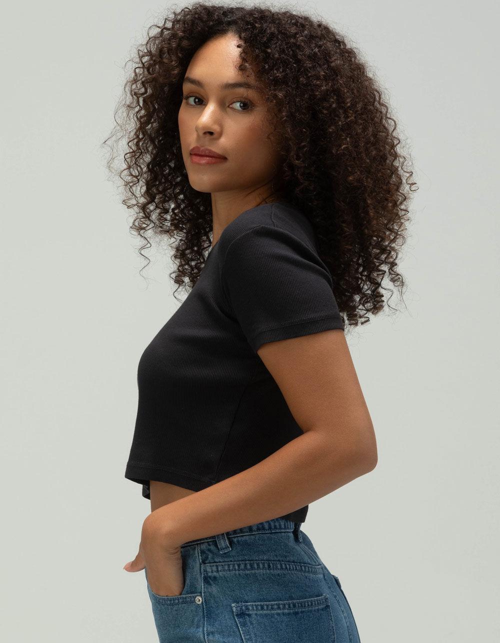 OBEY Star Womens Fitted Crop Tee - BLACK Product Image