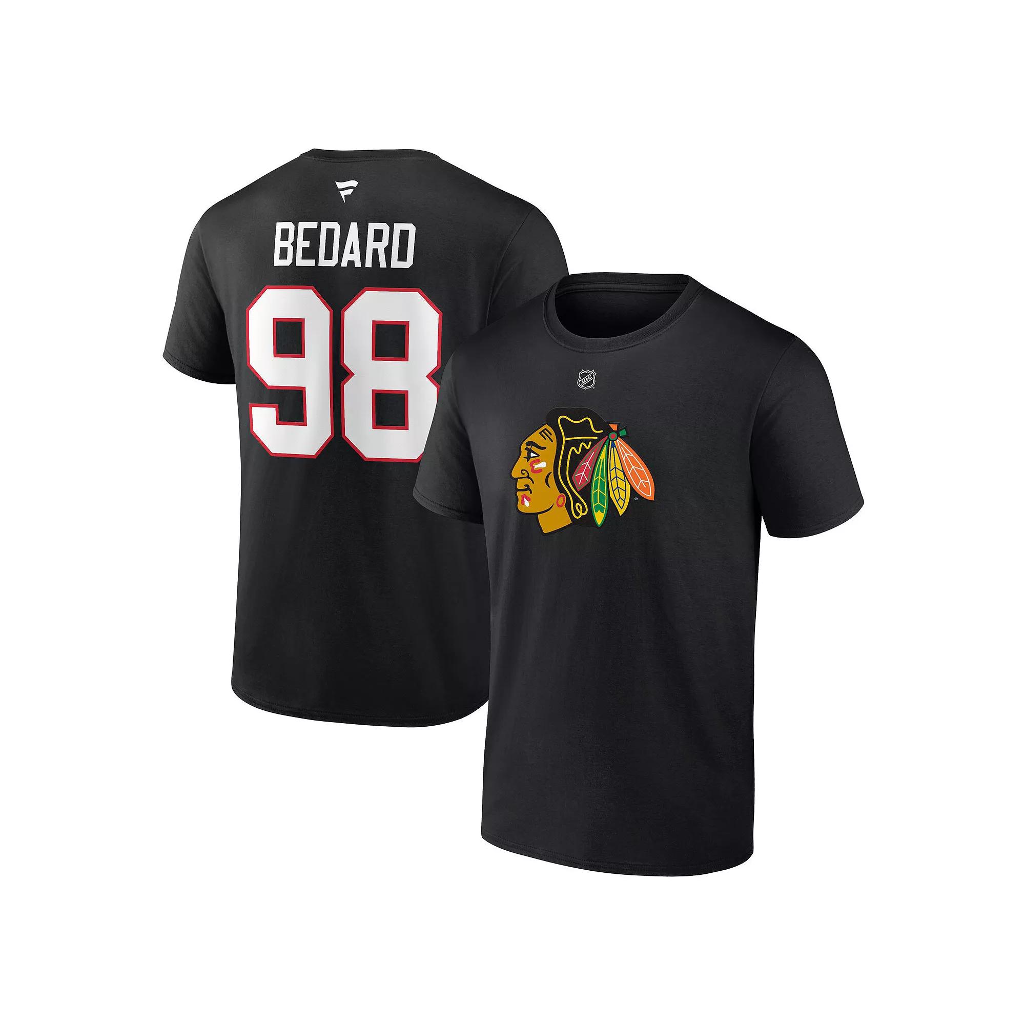 Men's Fanatics Branded Taylor Hall Black Chicago Blackhawks Authentic Stack Name & Number T-Shirt, Size: 5XL Product Image
