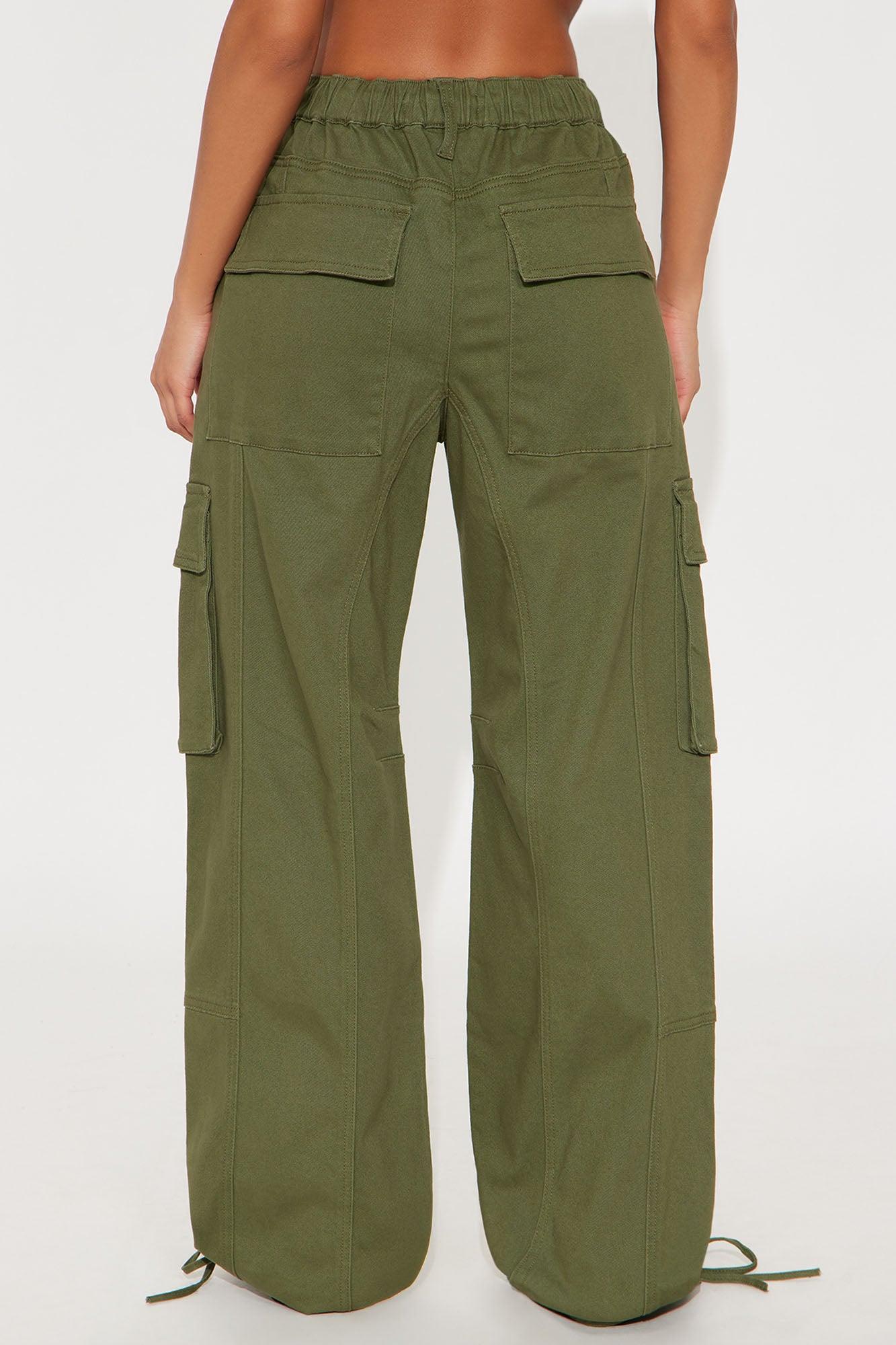 Portland Washed Cargo Pant - Military Green Female Product Image