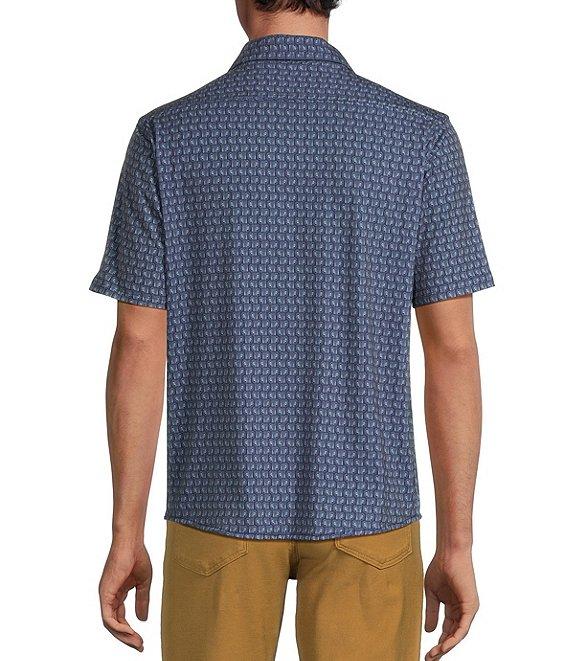Rowm Rec + Relax Short Sleeve Dot Dash Print Knit Button-Front Shirt Product Image