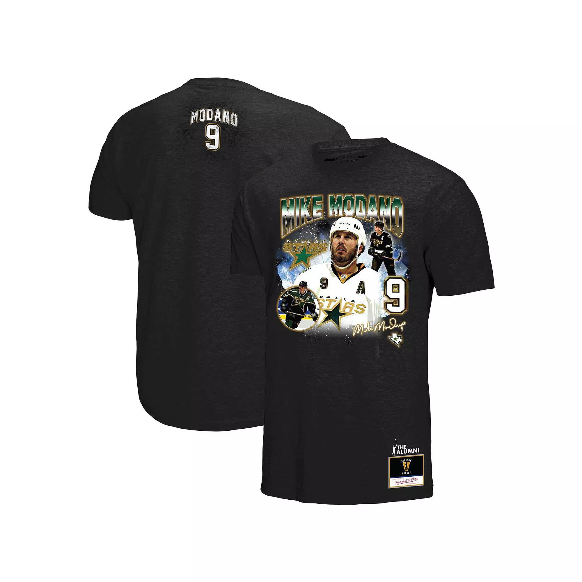 Men's Mitchell & Ness Mike Modano Black Dallas Stars Name & Number Legendary Collage T-Shirt,  Product Image