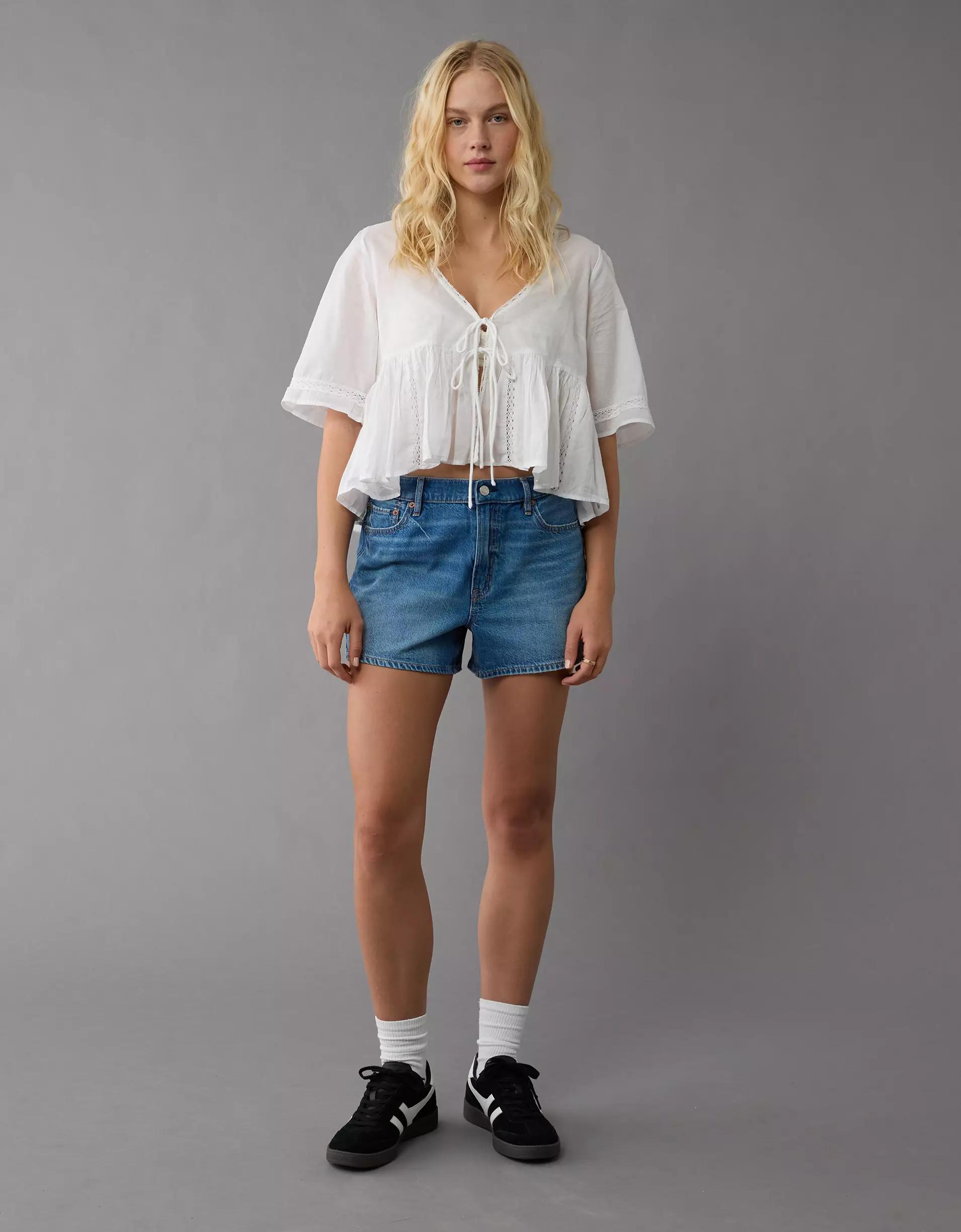 AE Strigid Super High-Waisted Relaxed Denim Short Product Image