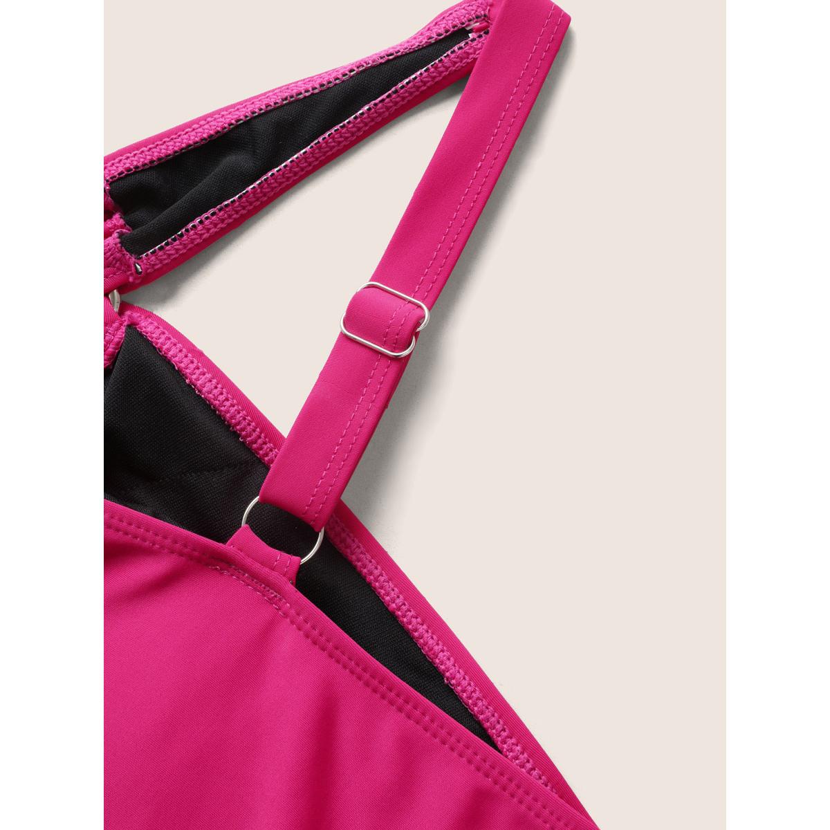 Plus Size Contrast Cut Out Tiered Hem One Piece Swimsuit Women's Swimwear Rosered Beach Contrast Curve Bathing Suits High stretch One Pieces BloomChic 28/5X Product Image