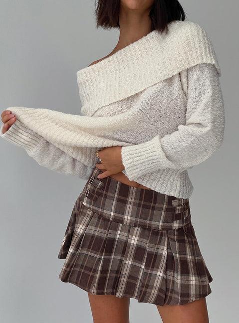 Parkley Boucle Off The Shoulder Sweater Cream Product Image